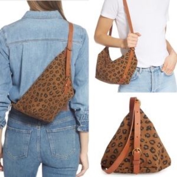 Madewell Handbags - The Canvas Sling Bag Madewell belt bag leopard canvas with brown leather strap